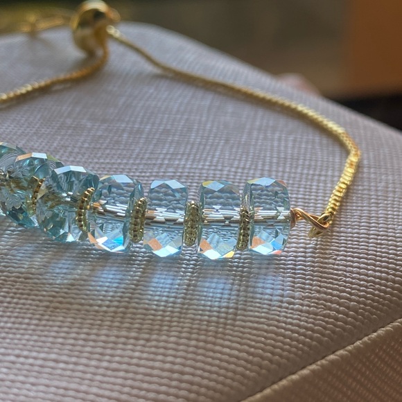 Gold and Aqua Crystal Bracelet - Picture 9 of 11